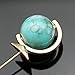 Q&Q Fashion Men Gold Earth Globe Planet Faux Turquoise Lapel Stick Pin Tie Hat Scarf Brooch