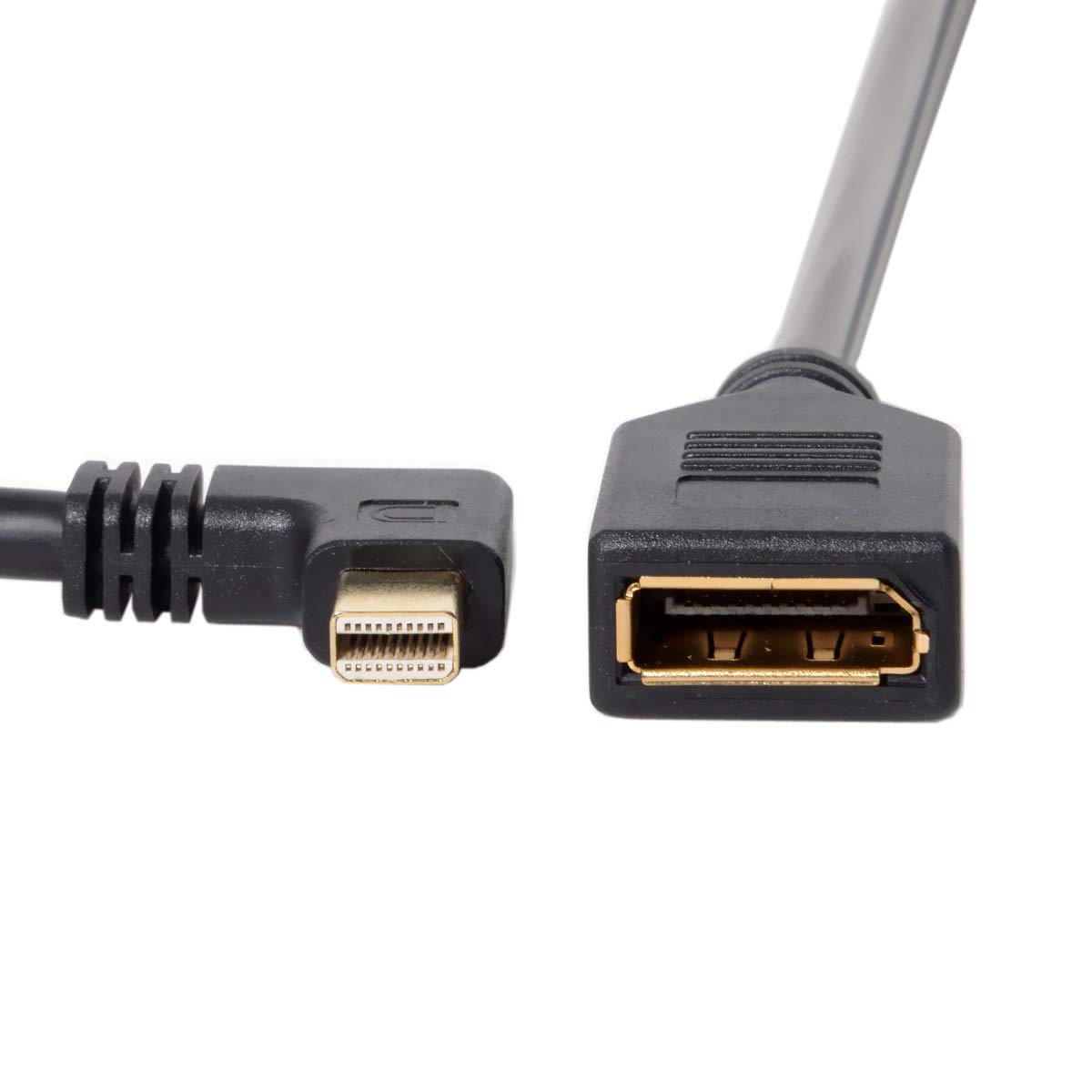 Cablecc Mini DP DisplayPort 90 Degree to DisplayPort Female Cable for Displays Monitors (Right Angled) — image 1