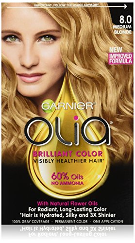 Garnier Olia Oil Powered Permanent Hair Color, 8.0 Medium Blonde (Packaging May Vary)