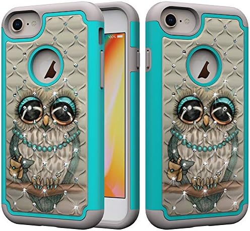 iPhone 8 Case, iPhone 7 Case, iPhone 6/6s Case, UZER Dual Layer Shockproof Glitter Sparkle 3D Diamond Bling Rhinestone Painted Series Hard PC+ Soft Silicone Hybrid Impact Case for iPhone 8/7/6S/6 4.7"