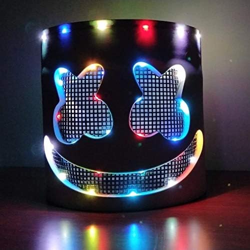 SDUQAN DJ Mask, DJ Marshmellow Mask for Kids/Adults, EVA Non Smell Halloween Christmas Party Supplies Led Full Head Musical Festival Novelty Gifts