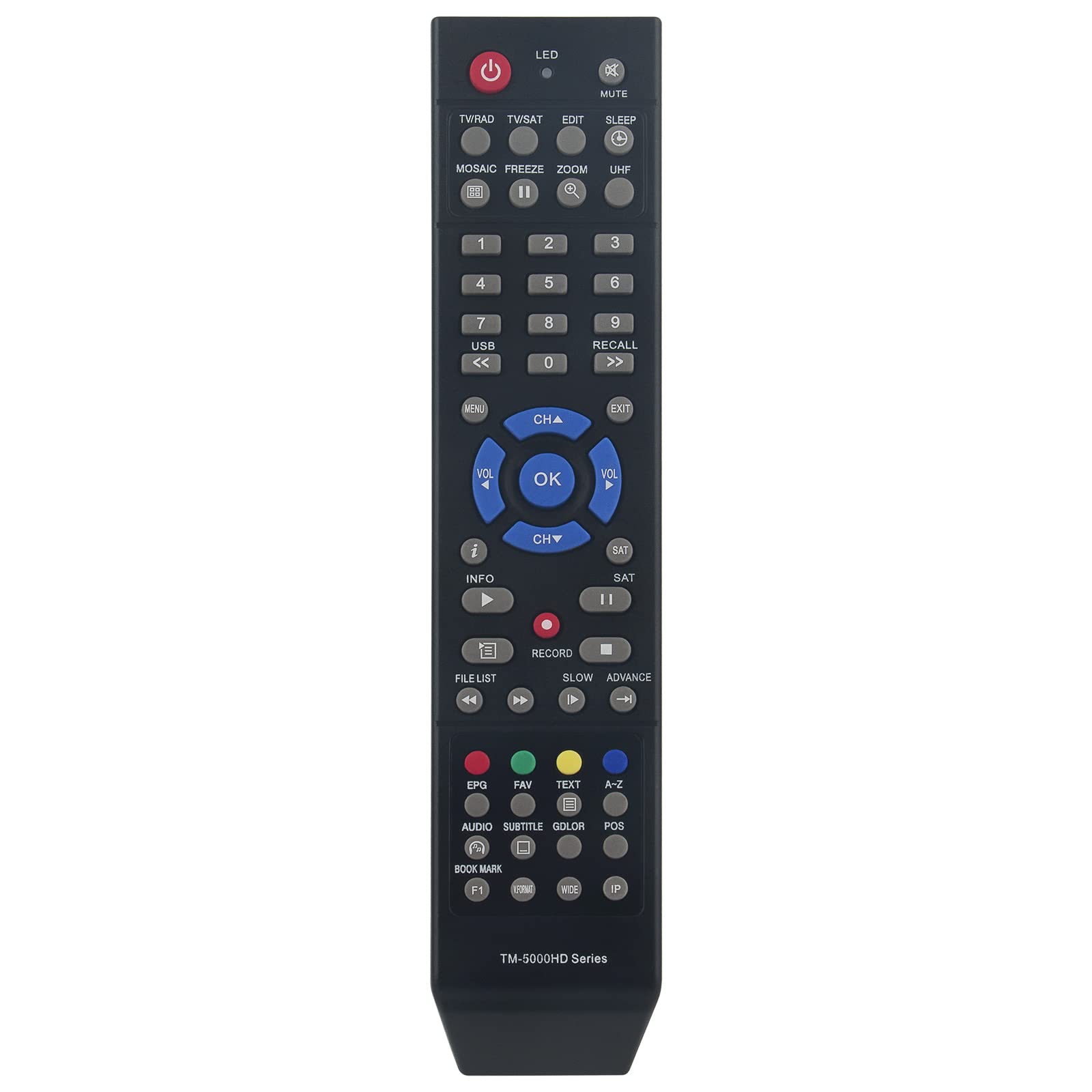 TM-5000HD VINABTY Replacement Remote Control Fit for Technomate HD Satellite Receiver TM-5402 HD M2; TM-5402 HD M3; TM-5402 HD; TM-5402HD CI+ Super+;