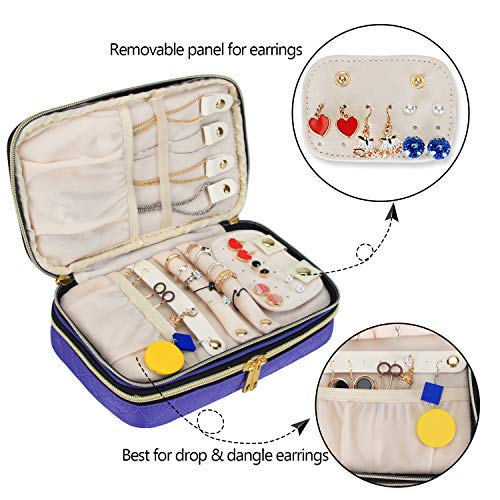 Teamoy Double Layer Jewelry Organizer, Quilted Jewelry Travel Case for