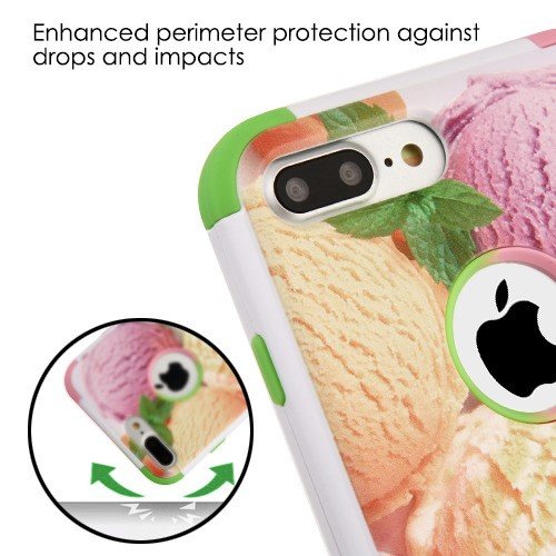 Kaleidio Case Compatible For Apple iPhone 7 Plus/8 Plus [TUFF Armor] Slim Fit Rugged [Shock Absorption] Impact Hybrid Rubber Cover [Includes a Overbrawn Prying Tool] [Ice Cream Scoops] - Thumbnail 4