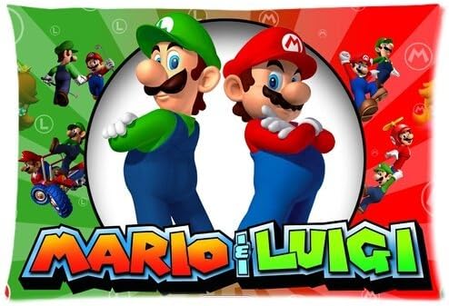 Chetery Popular Game Cartoon Super Mario And Luigi Printed Great Gifts For Children Valentine's Gift Decorate Pillowcase Custom Pillowcase Soft Pillow Case Zippered Pillow Case Cover in Roomy Size 20x30(Two side) Fashion Design