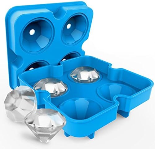 Huphoon Diamond Shape Ice Cube Trays, Makes Four Giant Diamond Ice Ball, Ice Cube Molds for Cocktails & Bourbon - Reusable & BPA Free