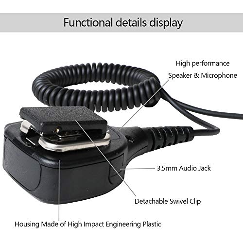 Baofeng Radio Mic PTT Mic Walkie Talkie Speaker Mic 2Pin Compatible for Baofeng Radio BF-F8HP UV-82HP UV-5R UV-5X3 V2+ uv5r Accessories with 3.5mm Mic Earpiece Noise Reduction Shoulder Microphone