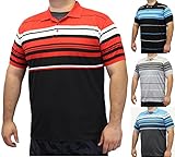 Enimay Men's Big and Tall Collared Striped Casual Polo Shirts 3XL 4XL 5XL