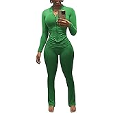 Nimsruc Two Piece Outfits For Women Workout Set Long Sleeve Tracksuit Zip Up Sweatsuits