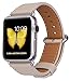 JSGJMY Compatible with Apple Watch Band Women Men Genuine Leather Replacement Strap for iWatch Series 5 4 3 2 1 Sport Edition (Light tan, 42mm 44mm M/L)