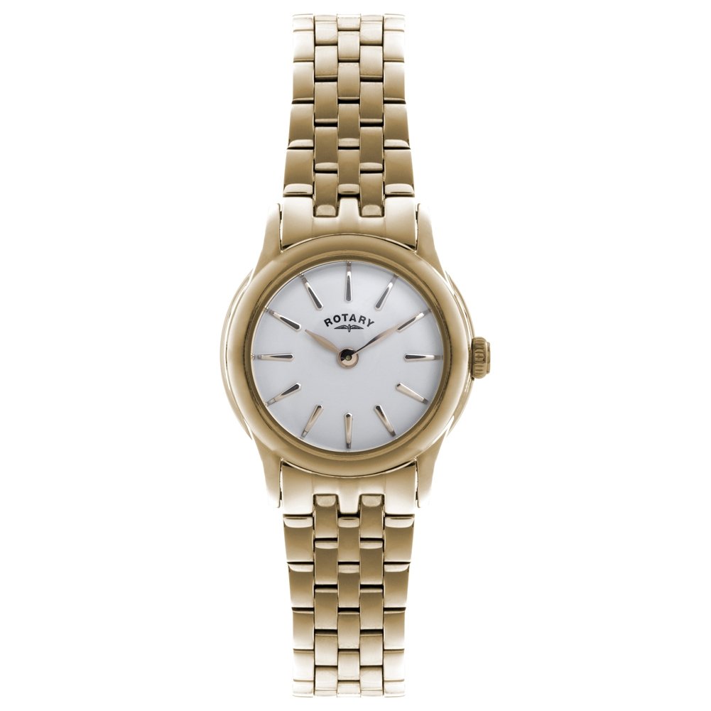 Rotary Women's Quartz Watch with Silver Dial Analogue Display and Rose Gold Stainless Steel Plated Bracelet LB02573/01