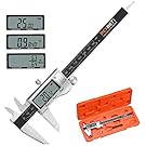 Digital Caliper 6 Inch Measuring Tool Stainless Steel Inch MM Fraction, Electronic Vernier Calipers Gauge for Woodworking Pearls, Orange
