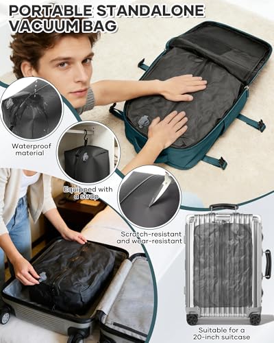 BJLFS Ryanair Travel Backpack with Vacuum 40 x 30 x 20 x 20 cm, 40 x 20 x 25 cm, Ryanair with Pump Cabin Bags for Easyjet 45 x 36 x 20 cm with Vacuum Compression, Casual Backpack for Laptop