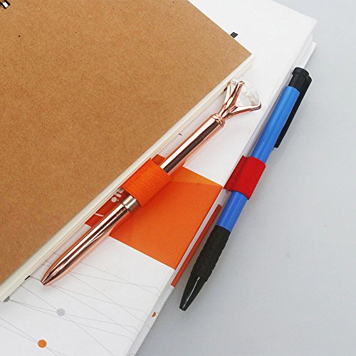 Pen Loop Holder, Self-Adhesive Leather Pen Pencil Holder with Elastic Loop, Adhesive Pen Loop for Notebook, Planners, Calendars, Clipboards etc. (6 Colors 12 Packs)