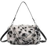 New Leopard Print Plush Shoulder Cross-body Bag Fashion Chain One-shoulder Armpit Tote Y2K Purse Hobo Bag Fuzzy Fuzzy Shoulder Crossbody