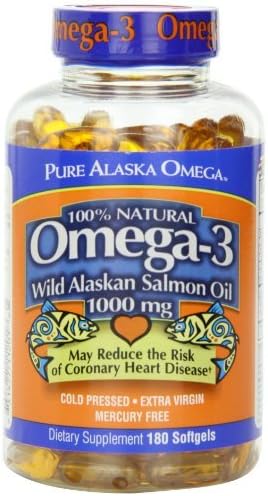 Pure Alaska Omega-3 Wild Alaskan Salmon Oil 1000mg Softgels 180-Count (Pack of 3)