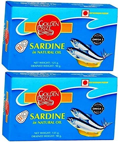 Golden Prize Canned Sardine in Natural Oil, 125g (Pack of 2)
