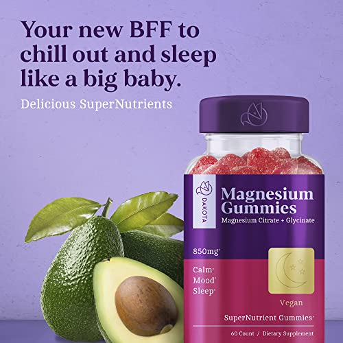 Magnesium Glycinate + Citrate Gummies Supplement for Adults Kids, Calm