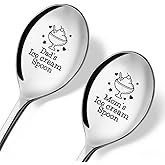 ZBBFSCSB Dad's & Mom's Ice Cream Spoons Engraved Spoon Set, Funny Anniversary Wedding Gifts for Parents, Cute Gelato Design Engraved for Having Tea and Coffee, Christmas Gifts for Mom Dad