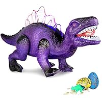 Super Joy Walking Dinosaur Toy [2 Dinosaur Eggs] [Batteries Included] Electronic Dino Toy Walks Mouth Moves,Roars and Lights up Tyrannosaurus Toy Gift for Boys Girls 3 4 5 6 7 Year Old