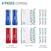 2 in 1 LED Lantern Flashlights 4 Pack with 12 AAA Batteries, 200 Lumens Smallest Lantern, 35 Hours Shining, Pocket Size. Survival Gear for Camping, Emergencies, Hurricane & Outage (Blue & Red)