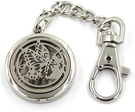 Aromatherapy Essential Oil Diffuser Perfume Floating Charm Magnetic Closure Locket Pendant Key Ring Keychain with Clip…
