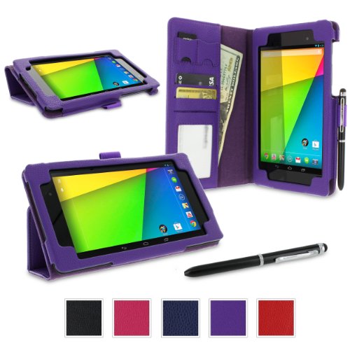 rooCASE Google Nexus 7 FHD 2nd Gen Tablet Dual-Station Folio Case Cover - Purple