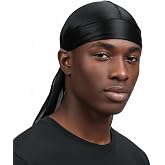 Durags for Men Silky Satin Durag for Waves, Large Do Rag Cap, Silk Du Rags | Durag Cap for Women Braids, Locs, 360 Waves, Designer Long Tail Doo Rag Skull Cap, Unisex Fit for Workout, Cycling, Sleeping