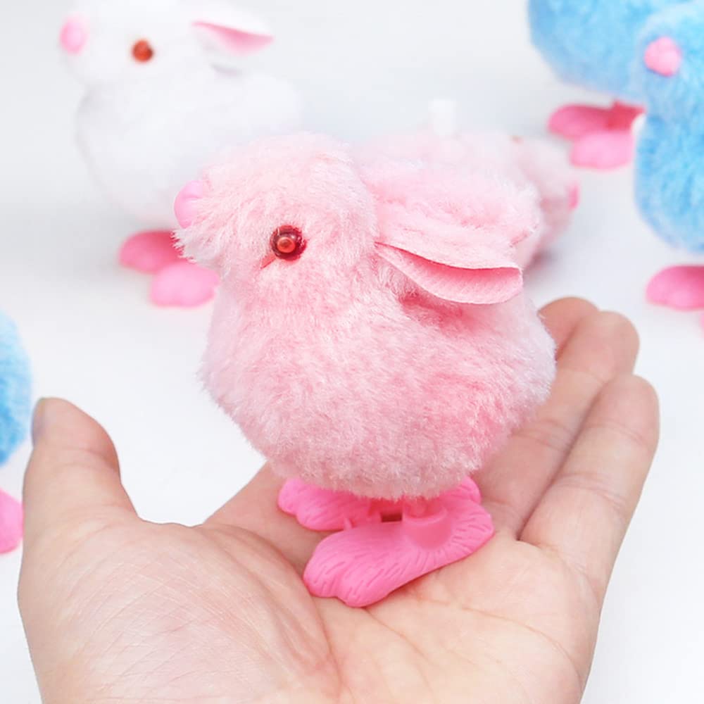 Bunny Jumping Chick Wind Up Toys Novelty Chicken Hopping Windup Toy for Kids Toddlers Easter Egg Hunt Basket Stocking Stuffers Party Favors Goody Bag Fillers Birthdays Gifts (Color A)