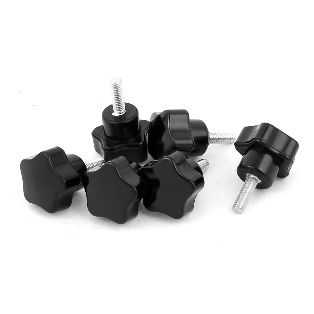 Sourcingmap M5 x 15mm Star Head Metal Screw Clamping Knob Grip Handle 6 Pcs Black
