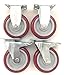 5 inch (Set of 4) with 2 Brake Casters and 2 Fixed Casters - Poly Tread, Sealed Industrial Bearing Wheels - Foghorn Construction