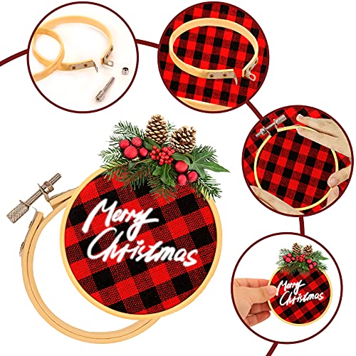 BigOtters 10PCS Christmas Embroidery Hoops, 3 Inch Bamboo Circle Cross Stitch Hoop Ring for Christmas Ornaments Art Craft Handy Sewing DIY Favor