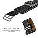 MoKo Compatible Band Replacement for Apple Watch 38mm 40mm Series 5/4/3/2/1, Genuine Leather Smart Watch Band Cuff Strap - Black (Not Fit 42mm 44mm Versions)