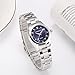 Chronos Women Girls Silver Stainless Steel Quartz Waterproof Watch Round Analog Blue Dial Lady Elegant Timepiece
