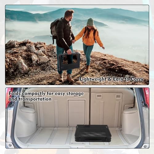 GREGIN Camping Table with Mesh Desktop, Lightweight & Portable Small Folding Grill Table, Height Adjustable Metal Outdoor Table for Camp, Cooking, BBQ, RV, Picnic-2 FT Black