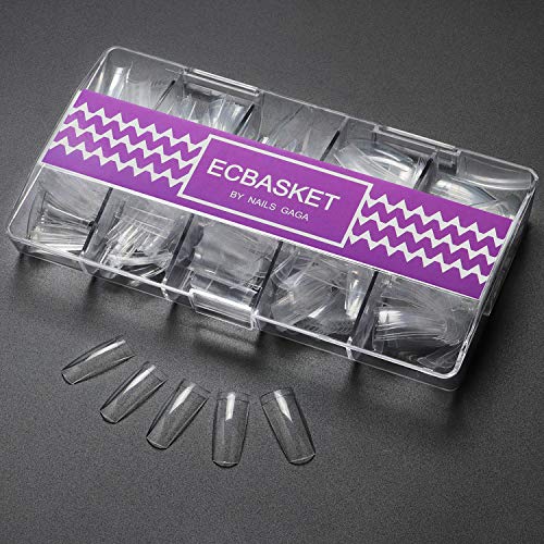 Clear Nail Tips Acrylic Nails - ECBASKET Half Cover French Fake Nail Tips 500pcs with Box False Nail Tips for Nail Salons and DIY Nail Art at Home