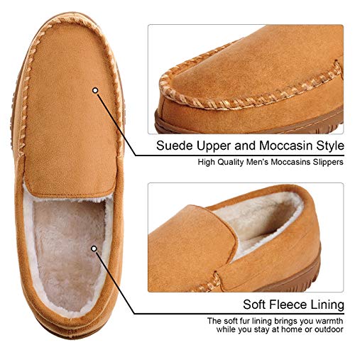 festooning Mens Slippers House Shoes with Memory Foam Moccasin Slipper