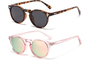 Gleyemor Kids Polarized Cute Round Sunglasses for Kids Girls Boys Age 3-8