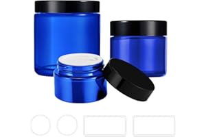 Tecohouse Glass Jar with Lids, 4 oz, 2 oz and 1 oz Glass Jars with Lids & Stickers, Reusable Travel Containers for Creams, Lotion, Cosmetic - 3 pack