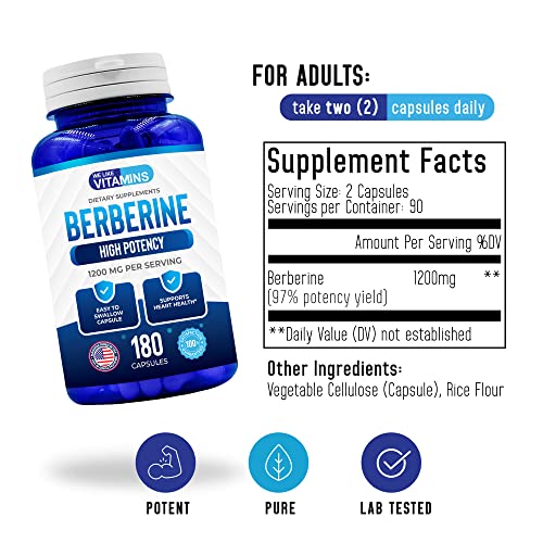 We Like Vitamins Berberine 1200mg Pure Max Strength 180 GlutenFree Vegetarian Capsules