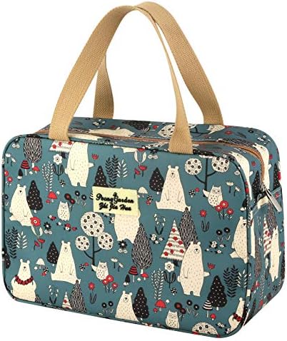 Shower Bag Large, Yeiotsy Multifunctional Toiletry Bag Waterproof Lunch Bag Picnic Bag Cute Cartoon Cosmetic Bag Duffle Weekender (White Bear)