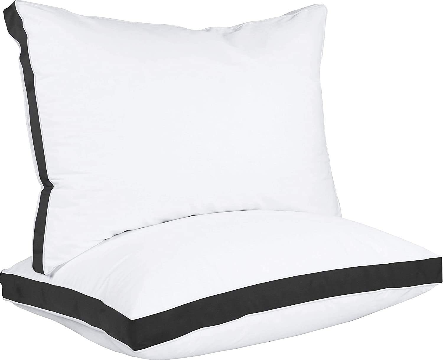 Gusseted Pillow (2-Pack) Premium Quality Bed Pillows - Side Back Sleepers - Black Gusset - Queen - 18 x 26 Inches