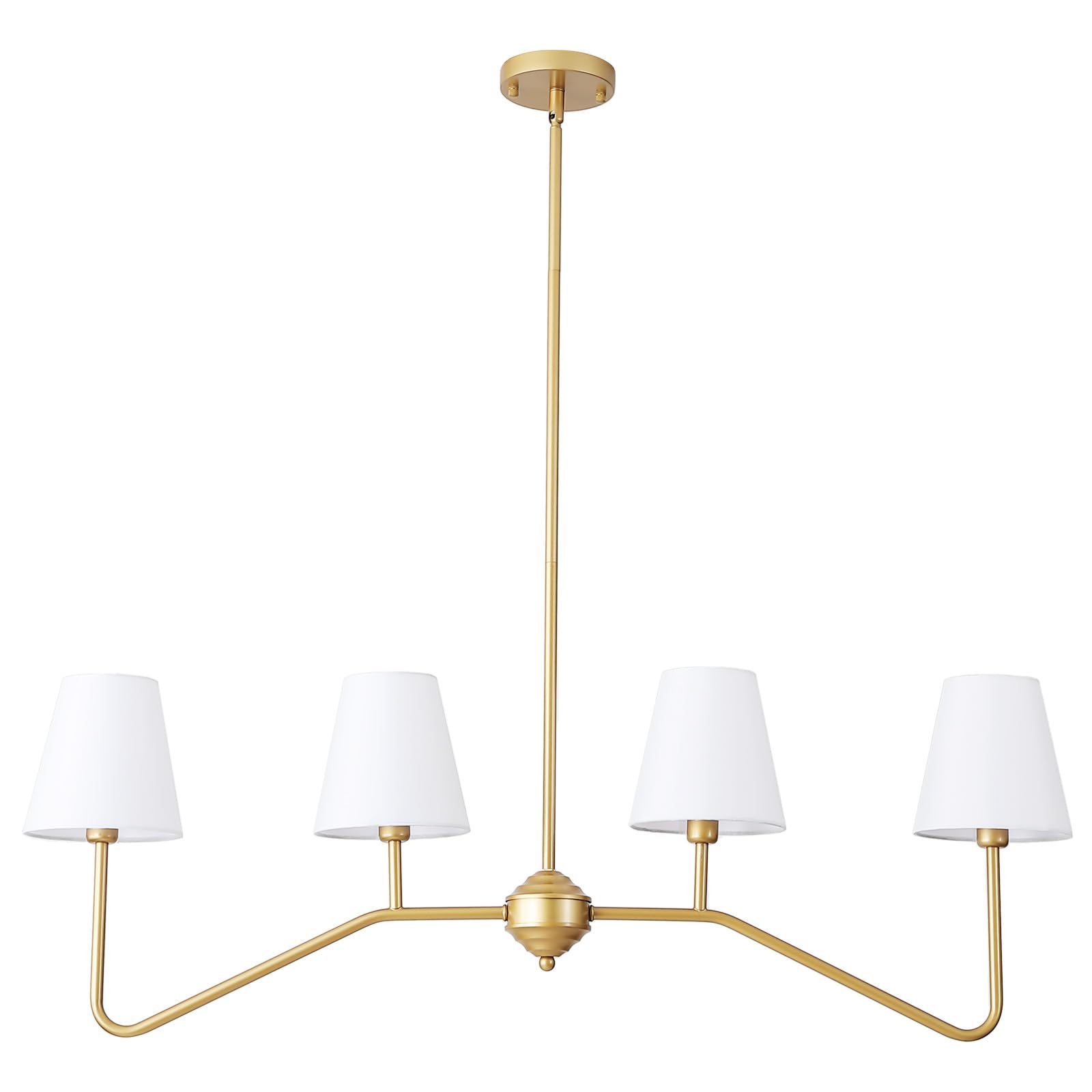 Photo 1 of 9MMML 39" 4 Arms Dining Room Light, Gold Body+ Fabric Shade Chandelier,Modern Pendant Light for Kitchen Island Foyer Living Room, E12 Bulb.