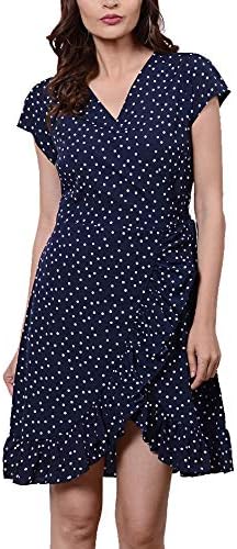 Women's Polka Dot Ruffled Wrap Dress
