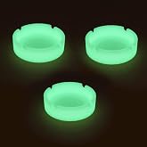 HOWDIA Silicone Ashtray Luminous Ash Tray, Small Ashtrays for Outside Patio Glow in the Dark Ashtray Cute Home Ash Trays High Temperature Heat Resistant, 3 Pack