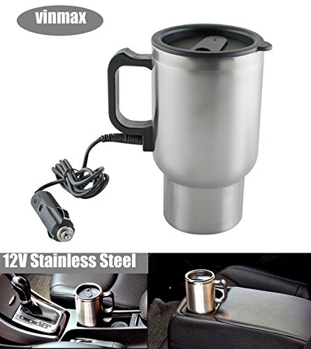 Vinmax 12V Stainless Steel Travel Coffee Mug Cup Heated Thermos