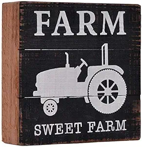 NIKKY HOME Rustic Farm Sweet Farm Tractor Decorative Wooden Box Sign Wall Decor, 6