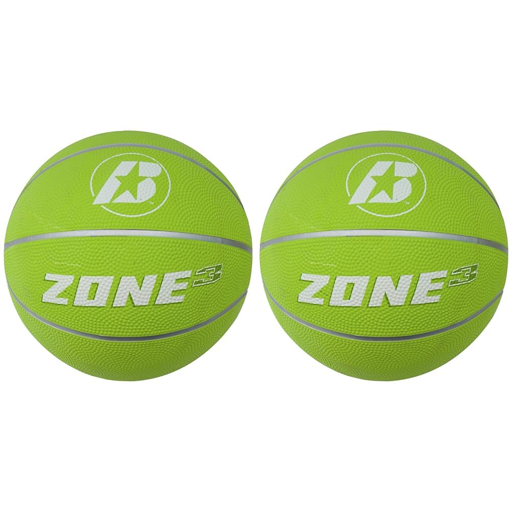 Baden Junior Zone Rubber Basketball, Indoor and Outdoor Ball, Lime Green, Size 3 (Pack of 2)