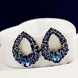KeyZone 1 Pair Fashion Women Elegant Crystal Rhinestone Ear Stud Earrings Blue