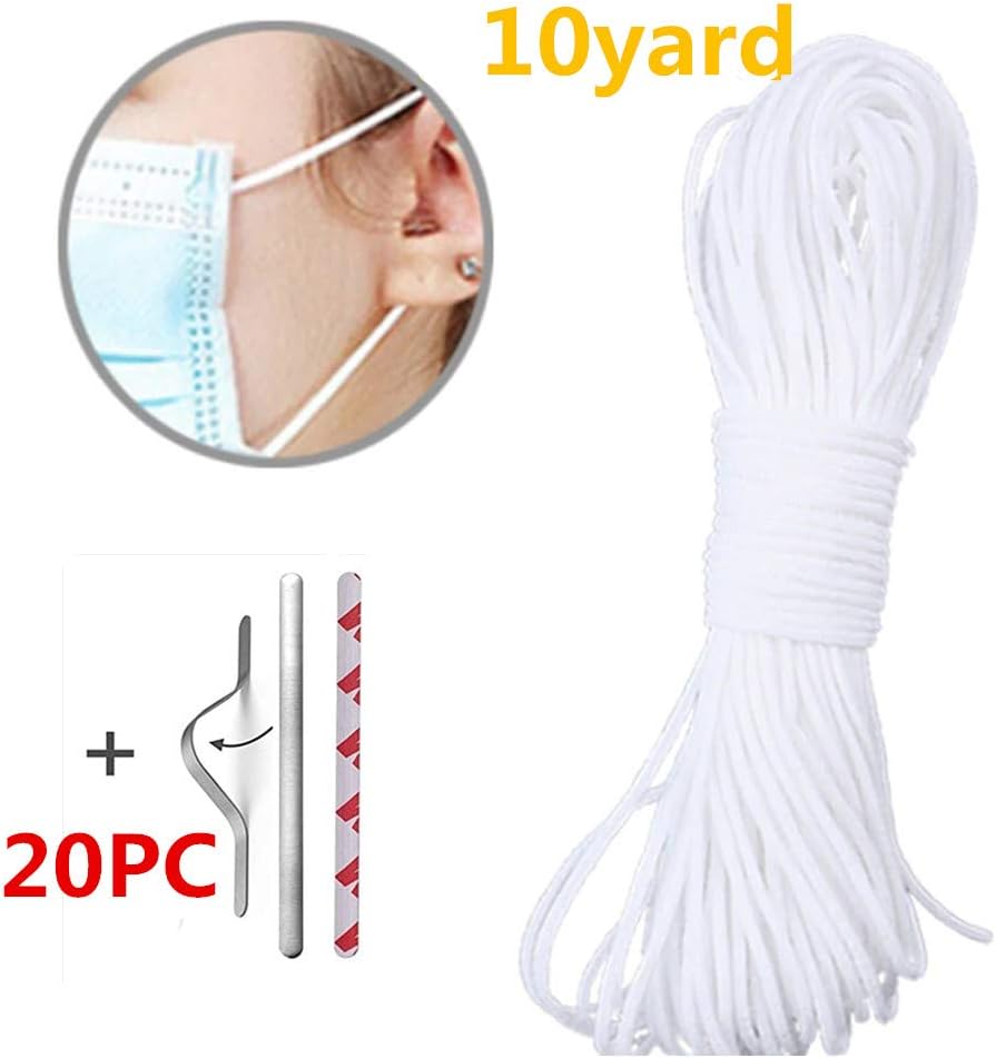 Elastic Bands for Sewing, Elastic Strap Earloop Cord, Stretchy Ear Tie Rope Handmade String for Sewing, 1/8-Inch(3mm), 10/20/55/110/220/ 330yard, Arts Crafts Sewing (1/8 inch, A-white-10yards)